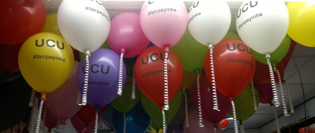 Balloons at the ready before the picket